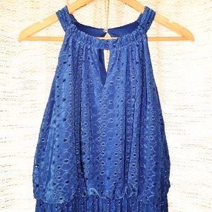Chico's Slinky Knit Eyelet Maxi Dress Blue XS- worn only once!